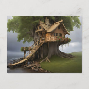 Round tree house  postcard