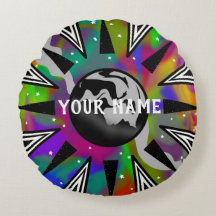 Round Trippy Psychedelic Planet Black/White Throw