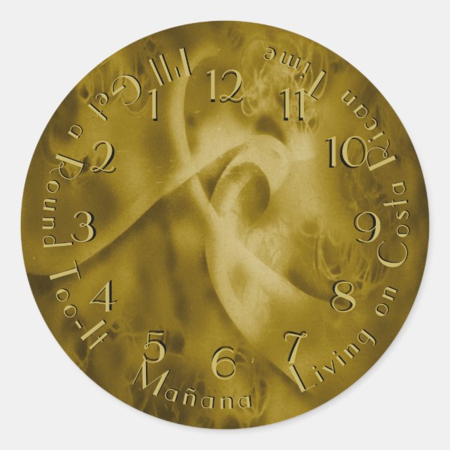 Round Tuit Backward Clock Gold Coin Lookalike Classic Round Sticker (Front)