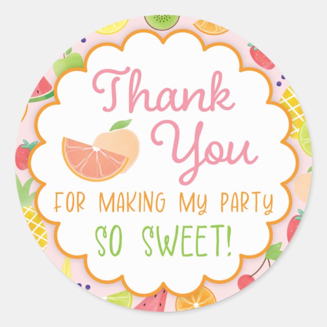 Round TWO-TTI Fruitti Thank You Sticker (Front)
