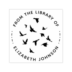Round Typography Birds From The Library Of Self-inking Stamp