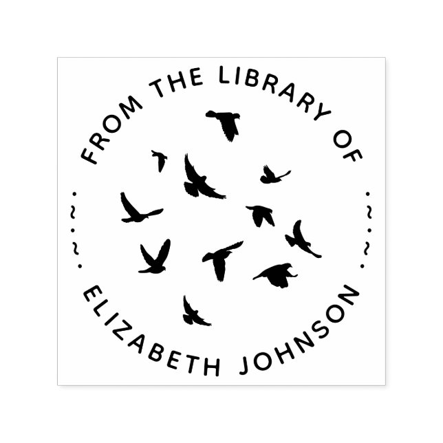 Round Typography Birds From The Library Of Self-inking Stamp (Design)