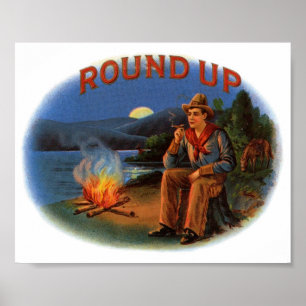 Round Up Cigar Label Poster