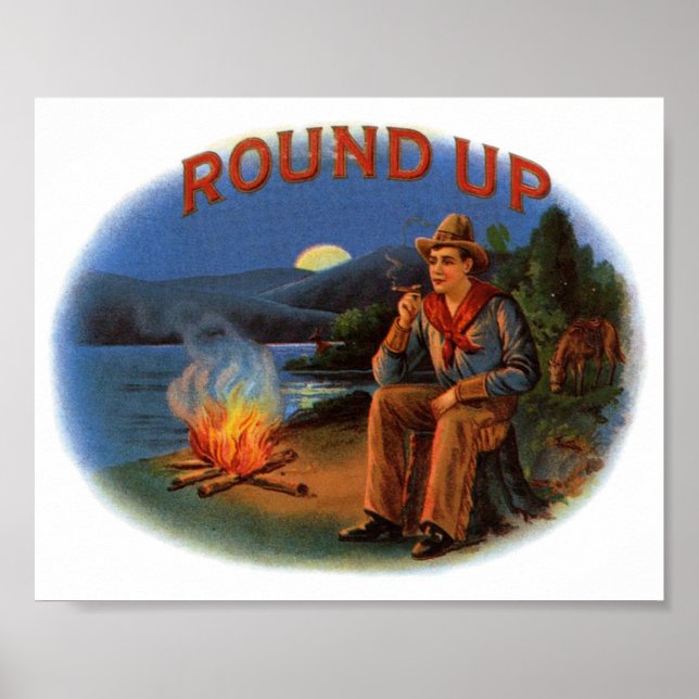 Round Up Cigar Label Poster (Front)