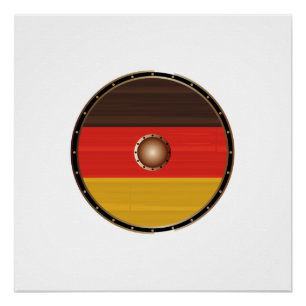 Round Viking Shield With Germany Flag Poster