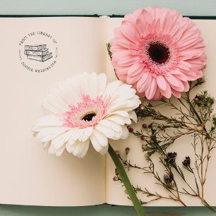 Round & Vintage Custom Book From The Library Of Self-inking Stamp