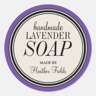 Round Vintage Label Frame Lavender Soap Template