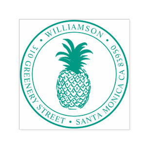 Round Vintage Pineapple Return Address Self-inking Stamp