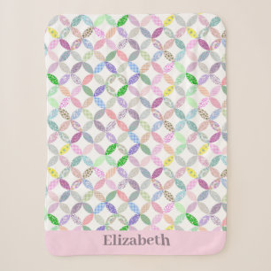 Round Vintage Quilt Design Custom Girl Name Sherpa Blanket