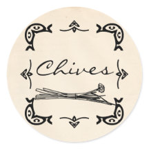 Round Vintage-Style Chives Sticker