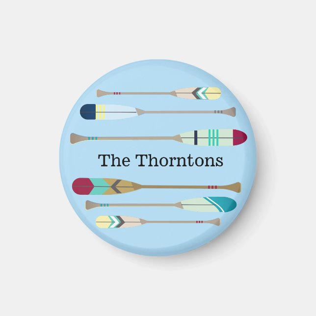 Round Vintage-style Oars Magnet (Front)