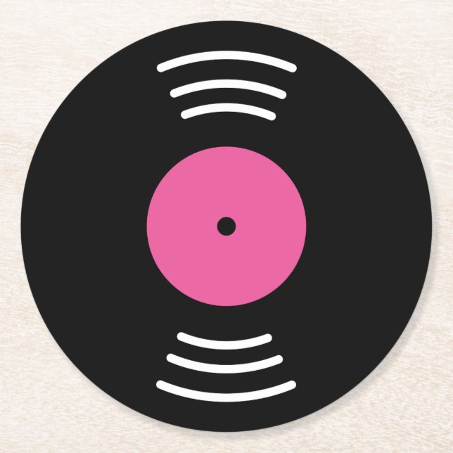 Round vinyl music record paper novelty coaster set (Front)