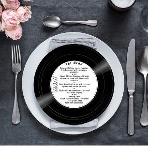 Round Vinyl Record Wedding Menu with Monogram