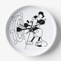 Round wall clock 27 cm Steamboat Willie design 
