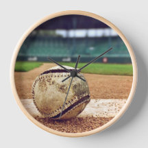 Round wall clock, Baseball Field.