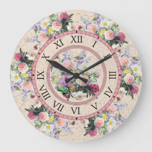 Round wall clock - floral design