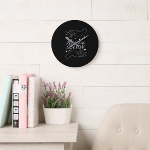 Round Wall Clock   Self-Care Line Art Design