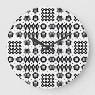 Round Wall Clock: Welsh Tapestry Pattern, Black Large Clock