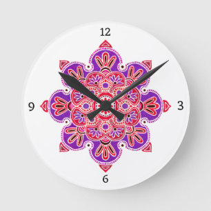 Round Wall Clock with Red Medallion