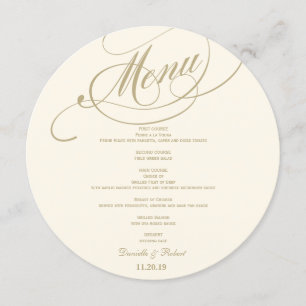 Round Wedding Dinner Menu Card For Plate