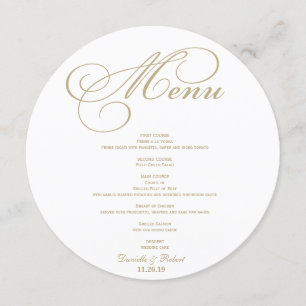 Round Wedding Dinner Menu Card For Plate