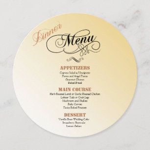 round wedding dinner menu invitation