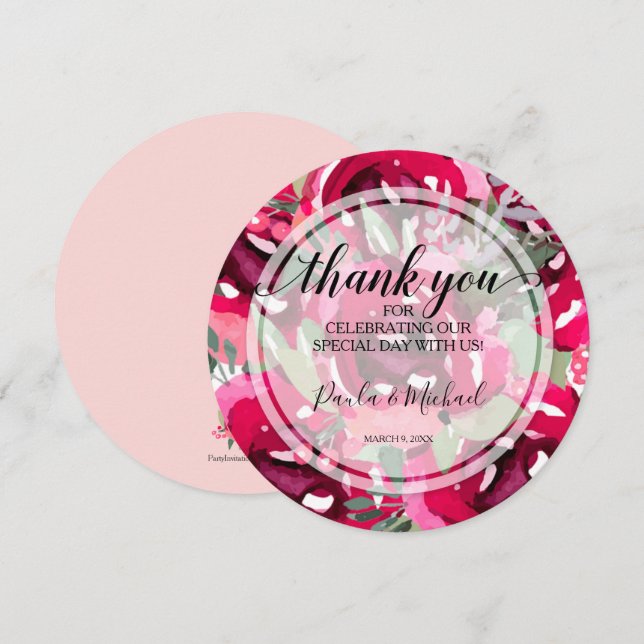 Round Wedding Dinner Plate Floral Thank You (Front/Back)