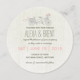 Round Wedding Invitation with Tandem Bike