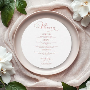 Round Wedding Menu Elegant Calligraphy