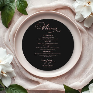 Round Wedding Menu Elegant Calligraphy