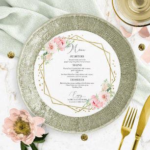 Round Wedding Menu Elegant Floral Geometric