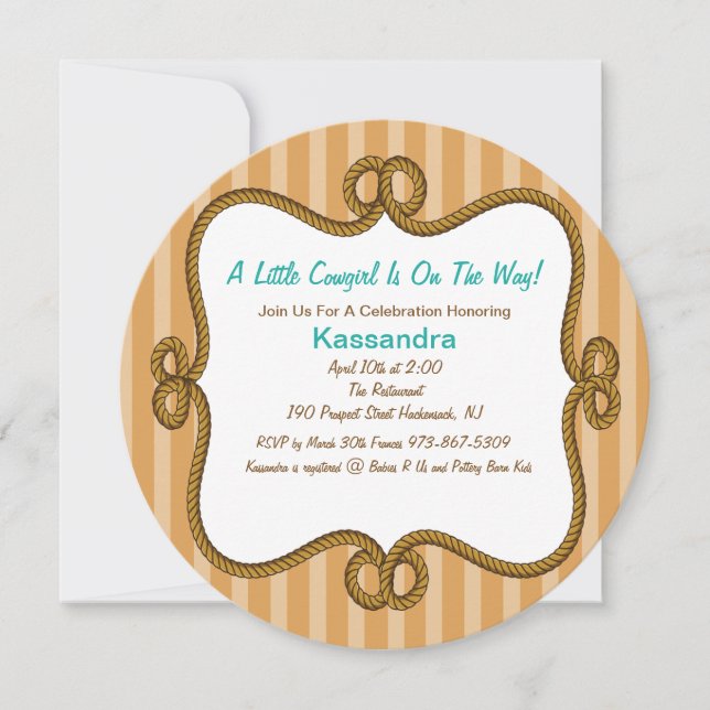 Round Western Neutral Baby Shower Invitation (Front)