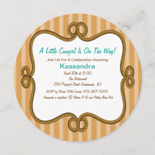 Round Western Neutral Baby Shower Invitation