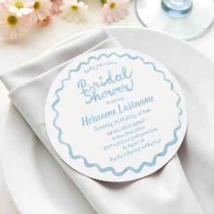 Round Whimsical Blue Frame 2 Bridal Shower Invite