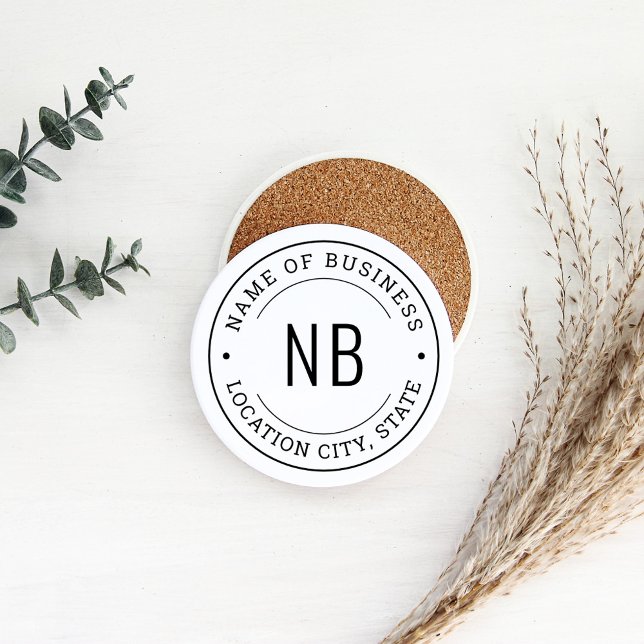 Round White Custom Business Company Name Coaster (Creator Uploaded)