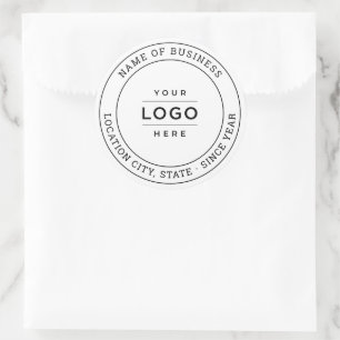 Round White Custom Business Logo Branded Classic Round Sticker