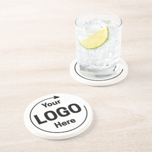 Round White Custom Business Logo Branded  Coaster
