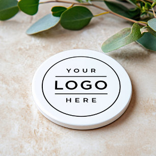 Round White Custom Business Logo Branded Coaster