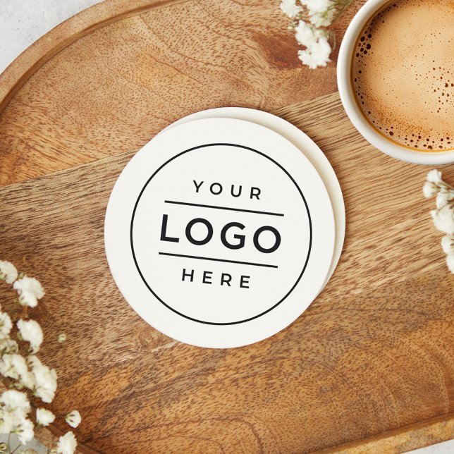Round White Custom Business Logo Branded Paper Coaster (Creator Uploaded)