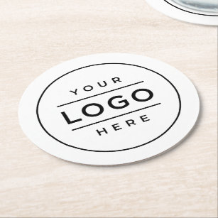 Round White Custom Business Logo Branded Round Paper Coaster