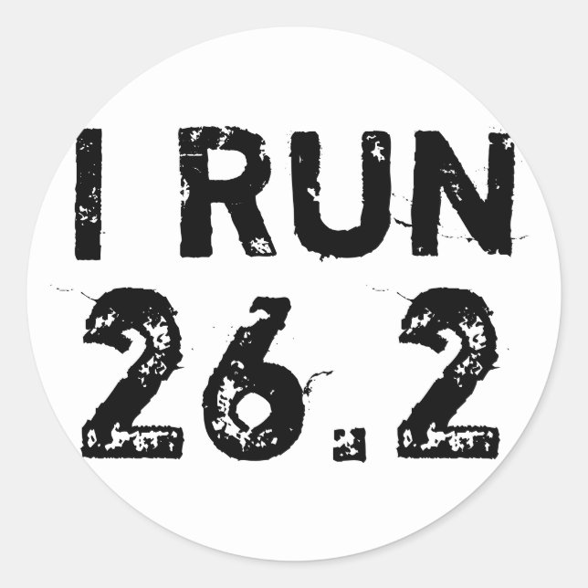Round White I Run 26.2 Sticker (Front)