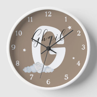 Round White Wood Frame Boho Nursery Wall Clock