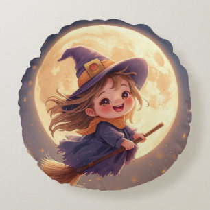 Round Witch Halloween Pillow – Spooky Decor