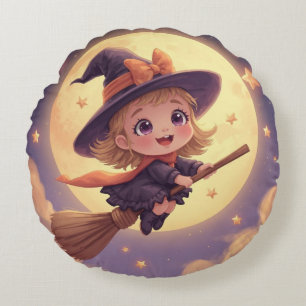 Round Witch Halloween Pillow – Spooky Decor