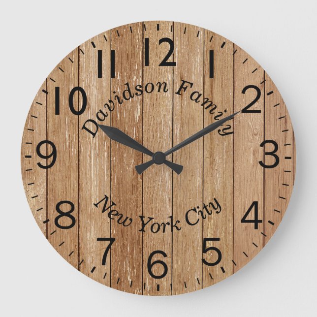 Round Wood Effect Large Clock (Front)
