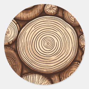 Round Wood Tree Logs Wooden Woodland Forest  Classic Round Sticker