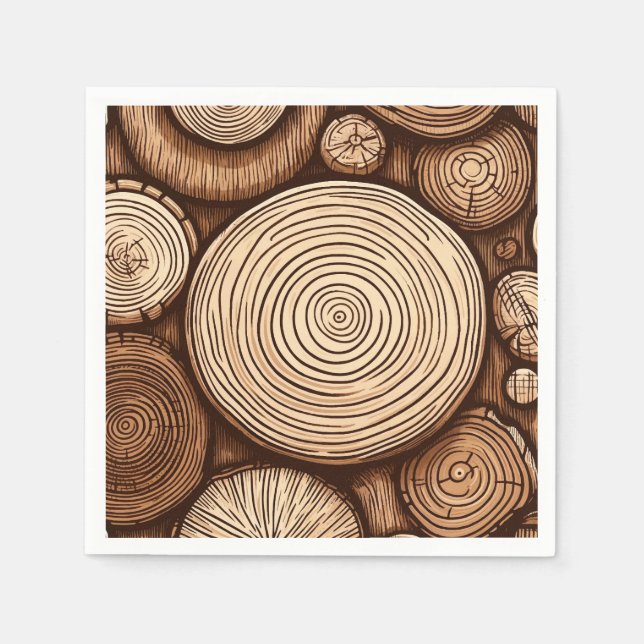 Round Wood Tree Logs Wooden Woodland Forest  Napkin (Front)