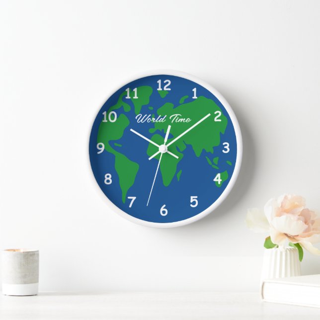 Round world map wall clock (Home)