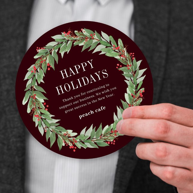 Round Wreath Business Holiday Card (Creator Uploaded)