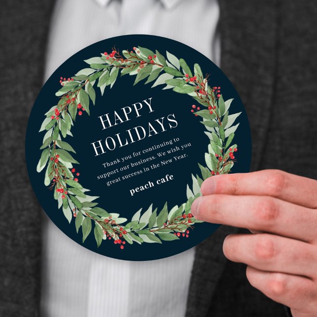 Round Wreath Business Holiday Card (Creator Uploaded)